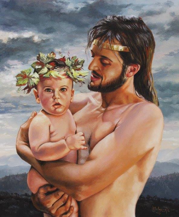 Zeus y Dionisos niño Óleo sobre lienzo 55 x 46
